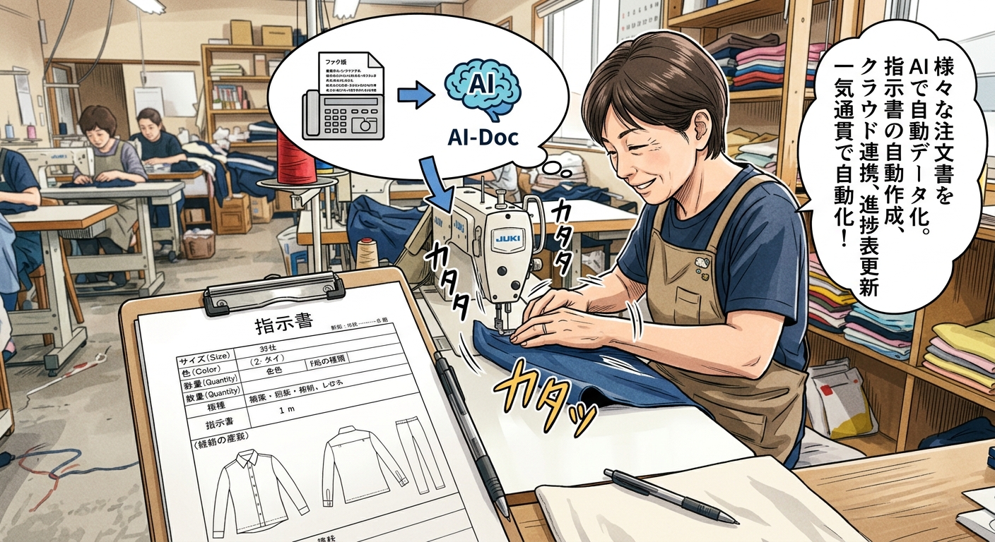 縫製工場でのDocAI活用イメージ